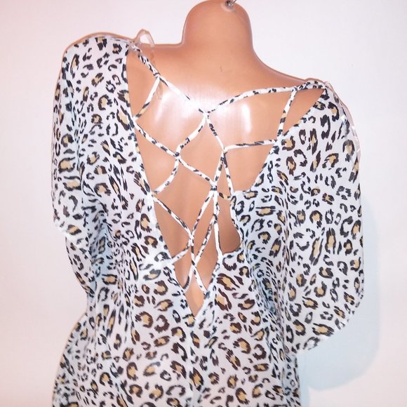 Palisades Beach Club Swim Cover Up Medium Large M/L Sheer Leopard Animal Print S - Picture 8 of 10